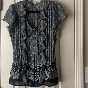 by collection gray, white and black blouse M